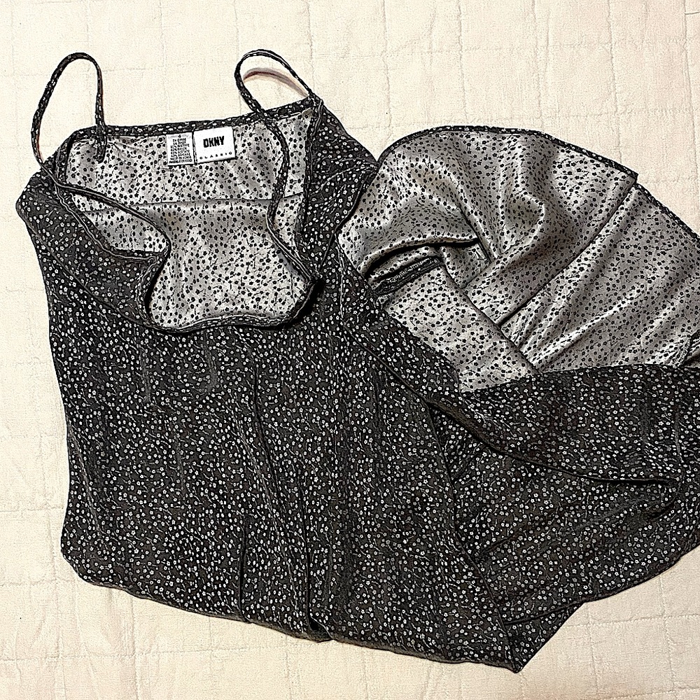 Metallic Silver Floral Slip Dress